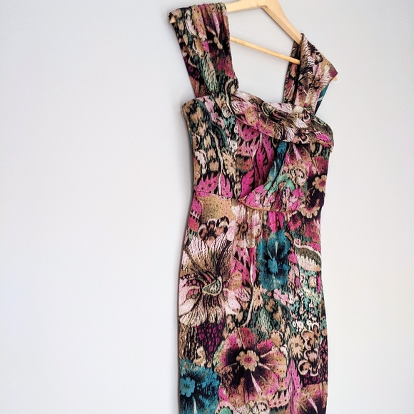 🇨🇦 Joseph Ribkoff Floral Rayon Bodycon Dress Made In Canada - Picture 3 of 7